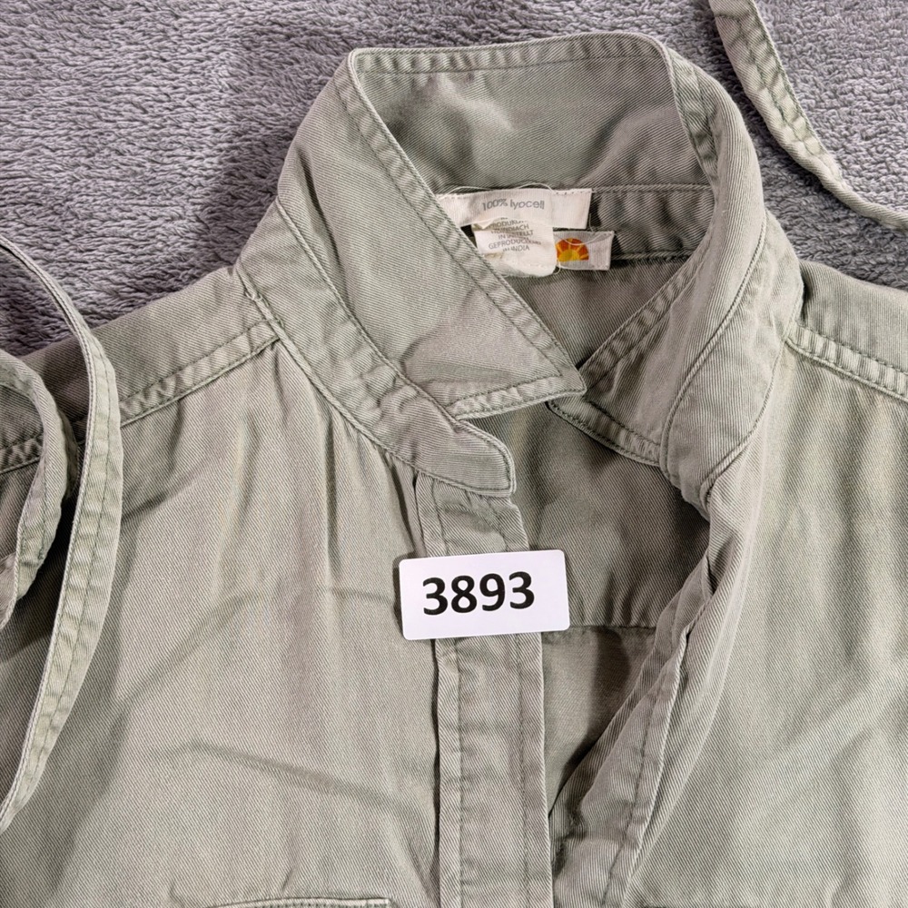 C&C California Shirt Dress Womens Small Sage Green Lyocell Utility Midi 3893